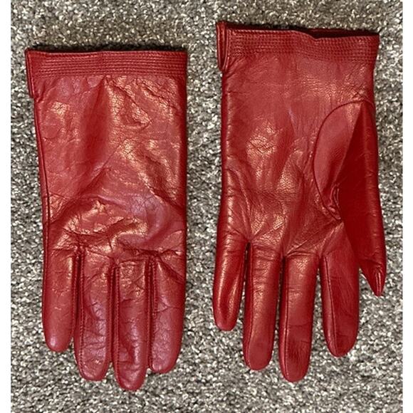 Fownes Red Leather Gloves Size 8 - Picture 2 of 4